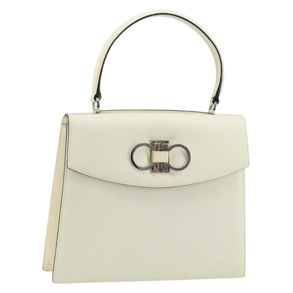 Salvatore Ferragamo Double Gancini Top Handle Saffiano Leather Small